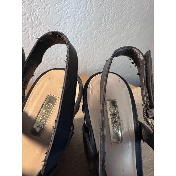 Guess Black Strappy Cork Wedge Sandals Women's Size 8M - Picture 7 of 8
